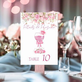 Rosa Petals & Prosecco Möhippa Bord Card Bordsnummer