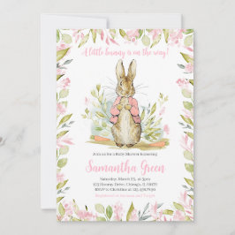 Rosa Peter Rabbit Baby Shower Inbjudningar