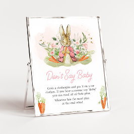 Rosa Peter Rabbit Baby Shower Säg inte Baby Poster
