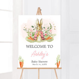 Rosa Peter Rabbit Baby Shower Välkommen Poster