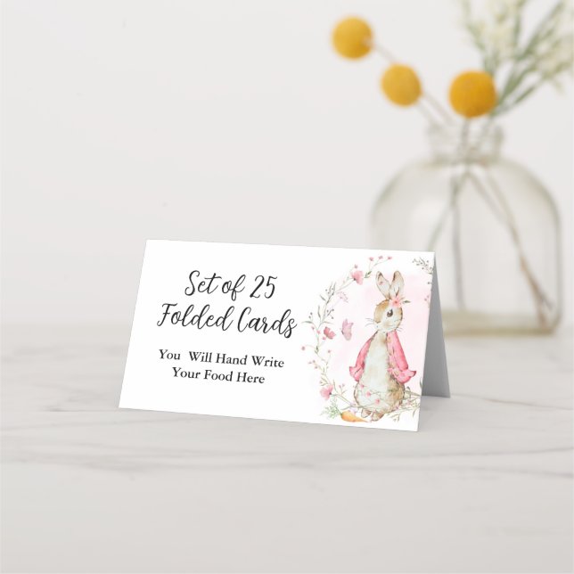 Rosa Peter Rabbit Foldad Cards Placeringskort (Framsida)