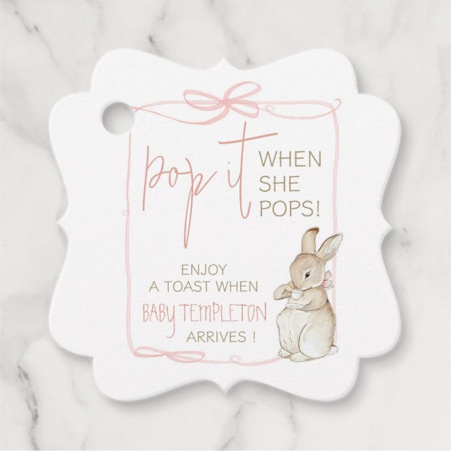 Rosa Peter the Rabbit Beatrix Girl Baby Shower Gåvor Etiketter (Framsida)