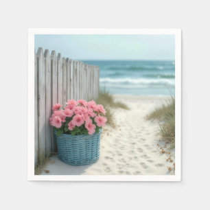 Rosa Petunia Beach Basket Pappersservett