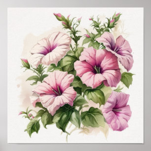 Rosa Petunia Blomma Konsttryck Affisch