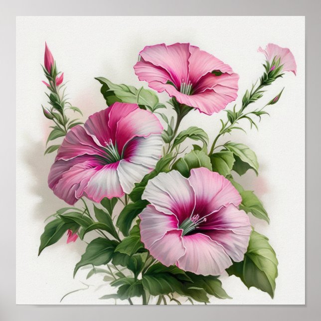 Rosa Petunia Blomma Konsttryck Poster (Framsidan)