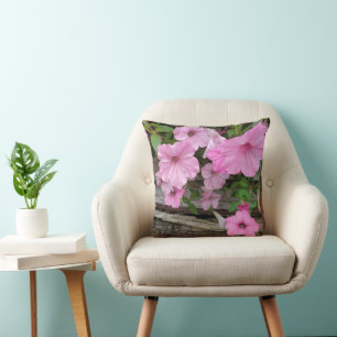 Rosa Petunia Blommar Kudde