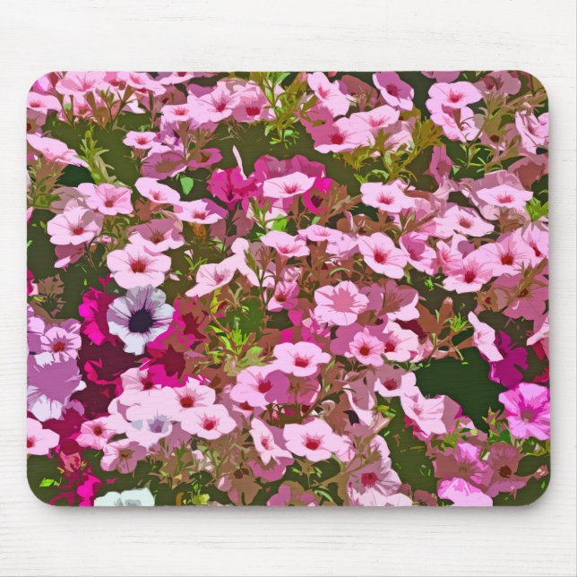 Rosa petunia-blommor musmatta (Framsidan)