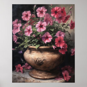 Rosa Petunia Flowers Art Print Poster