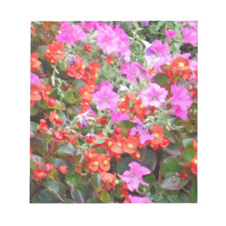 Rosa petunia och röda geranium anteckningsblock