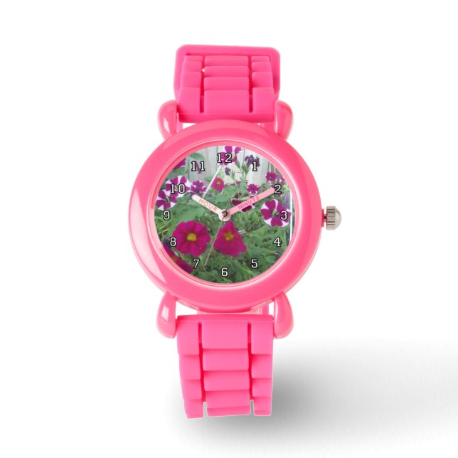 Rosa Petunias Armbandsur (Framsida)