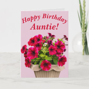 Rosa Petunias Blommigt Birthday Card for Auntie Kort
