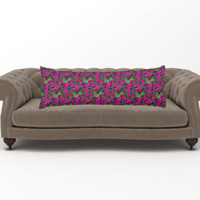 Rosa Petunias Blommönster Kroppskudde (In Situ)