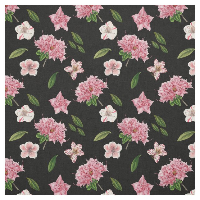 Rosa Petunias och Azaleas Blommigt Tyg (Provkarta)
