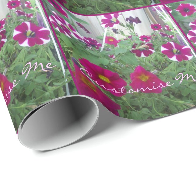 Rosa Petunias Presentpapper (Rullad Hörn)