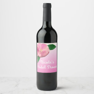 Rosa Petunior Eleganta Bröllopsdusch Vinetiketter Vinflaska Etikett