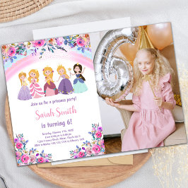 Rosa Photo Blommigt Princess Birthday Investigatio Inbjudningar