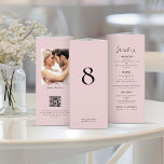 Rosa Photo Bröllop Menu Bord No Trifold<br><div class="desc">VIKTIGT: Denna trifold levereras plan, UTAN förklassificering. Du måste vika det själv. För att underlätta korrekt vikning skrivs riktlinjerna ut på baksidan för de tre panelerna, plus en tunn extra-panel på högernas sida så att du kan fästa limmet för att hålla ihop det tredubbla gången som du har vikt ihop....</div>