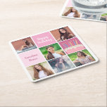 Rosa Photo Collage Anpassningsbar Kvinnors Födelse Underlägg Papper Kvadrat<br><div class="desc">Söt anpassningsbar Kvinnors födelsedagsfest papper underlägg med en 6-fotomall av en ung kvinna eller tonårsflicka med namn på de söta rosorna bredvid en vacker födelsedagskalas. Personlig Grattis på födelsedagen-dekoration.</div>