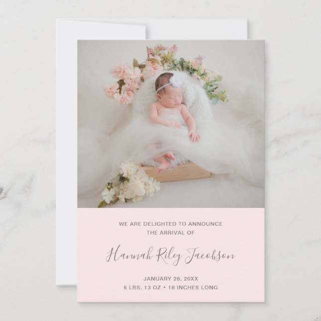 Rosa Photo Collage Newborn Girl Birth Birth Meddelande (Framsida)