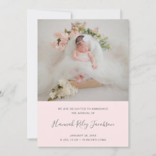 Rosa Photo Collage Newborn Girl Birth Birth Meddelande