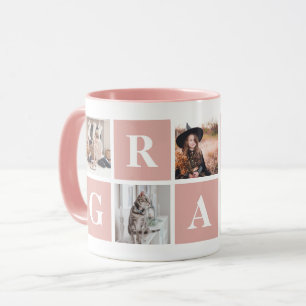 Rosa Photo Collage Personlig mugg for Grandma