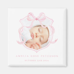 Rosa Photo Flicka Announcement Magnet