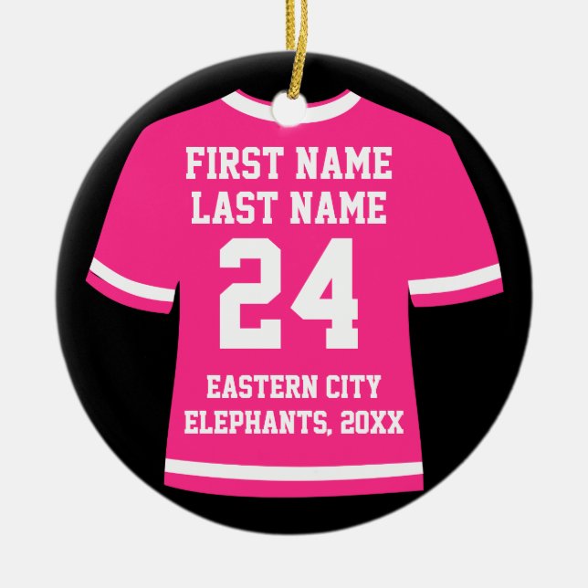 Rosa Photo Football Soccer Hockey Sports Jersey Julgransprydnad Keramik (Framsidan)