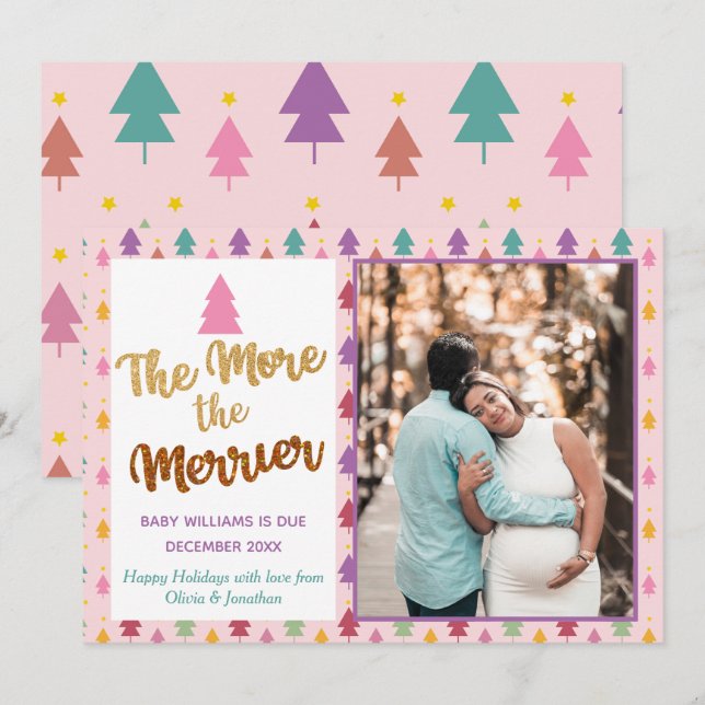 Rosa Photo jul Rainbow Helgdag Gravid Meddelande (Fram/baksida)