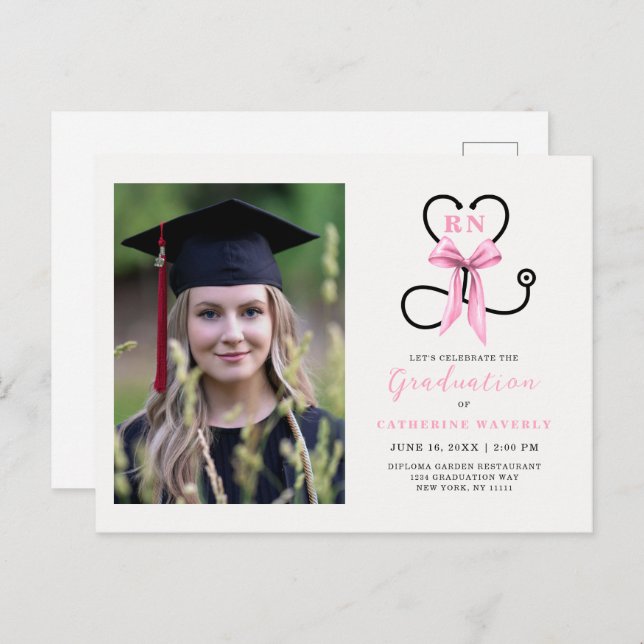 Rosa Photo Nursing School Studentfest Vykort (Fram/baksida)