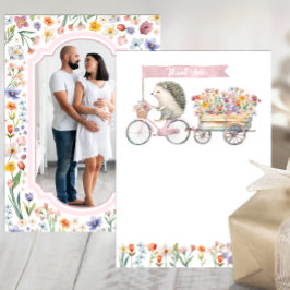 Rosa Photo Tack - Blommigt Hedgehog Baby Shower