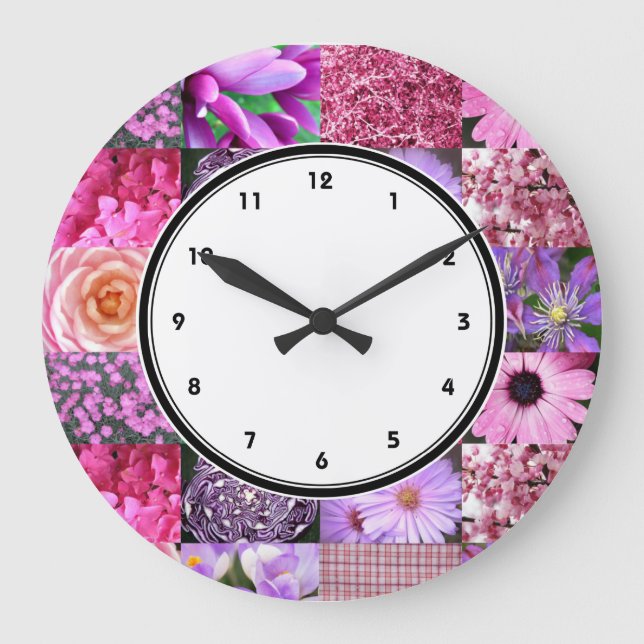 Rosa Photography Collaging wall klocka med nummer (Framsida)