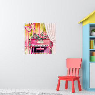 Rosa Piano Watercolor Illustration Poster