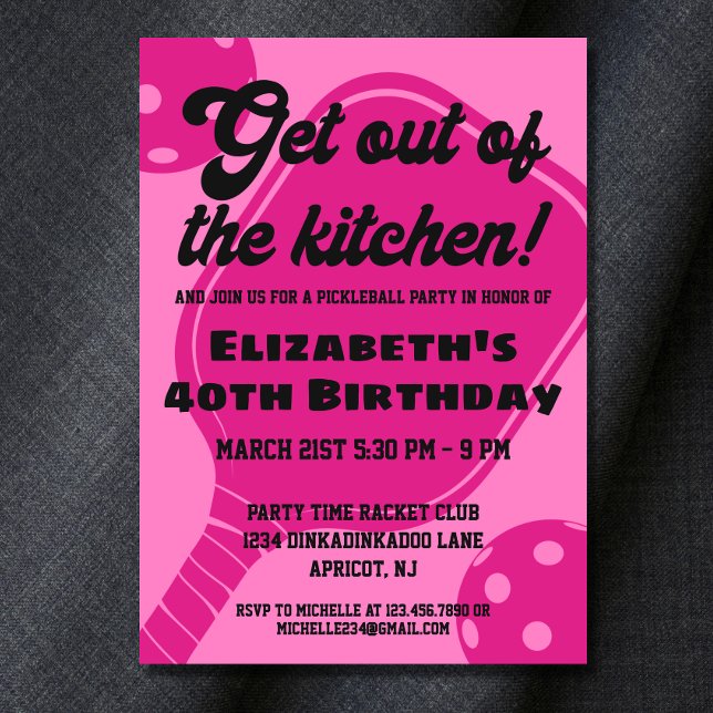 Rosa Pickleball-fest Sportsliga Paddlar Födelsedag Inbjudningar (Skapare uppladdad)