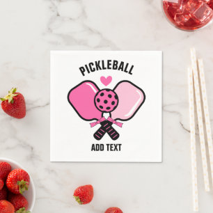 Rosa pickleball-paddle med rosett pappersservett