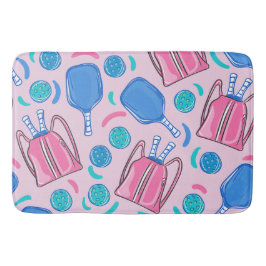 Rosa Pickleball Paddles och Bollar Badrumsmatta