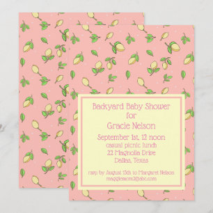 Rosa Picnic Baby Shower Lemons-inbjudan Inbjudningar