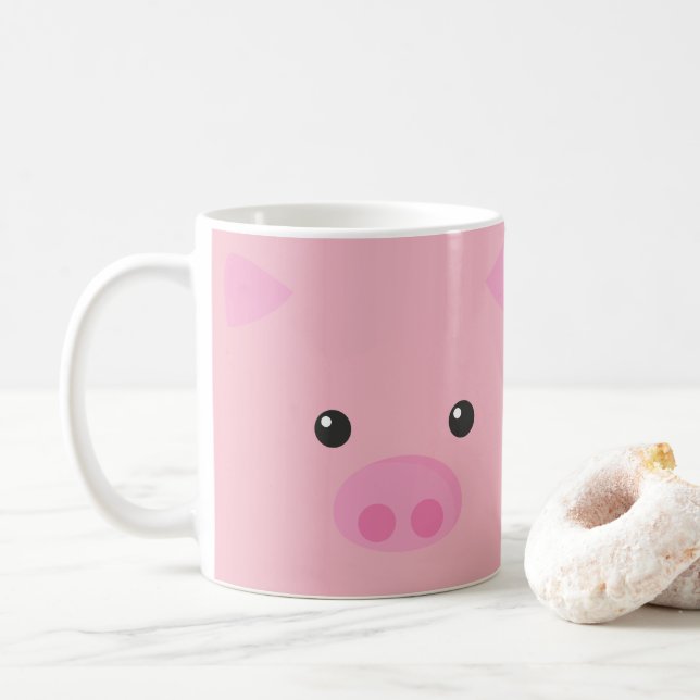 Rosa Piggy ansikte Kaffemugg (Med munk)
