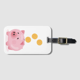 Rosa Piggy Bank Acrylic Luggage Tag Bagagebricka