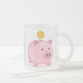 Rosa Piggy Bank Frostad Glasmugg