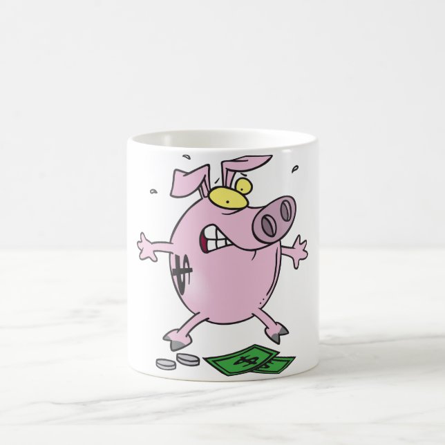 Rosa Piggy Bank med pengar Mugg (Center)