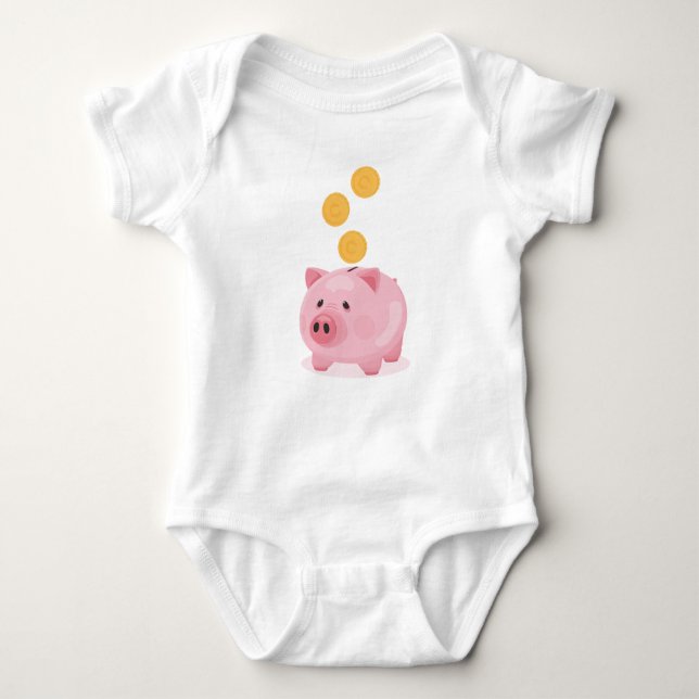 Rosa Piggy Bank T Shirt (Framsida)