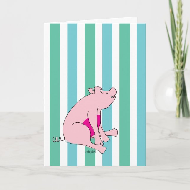 Rosa Piggy Birthday Card Kort (Framsida)