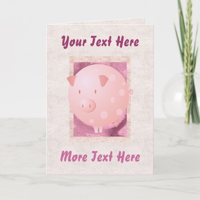 Rosa Piggy Card Kort (Framsida)