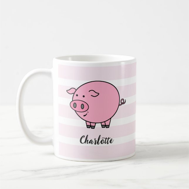 Rosa Piggy Design Coffee Mugg (Vänster)