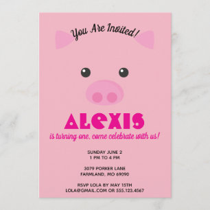 Rosa Piggy inbjudan för ansiktefödelsedagsfestfoto