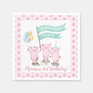 Rosa Piggys Barns födelsedag Party Pappersservett