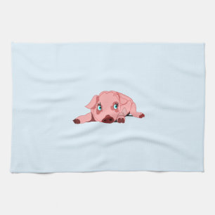 Rosa Piglet Kitchen Towel - Your Färg - Text Kökshandduk