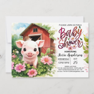 Rosa Pigletts Boho Bash Blommigt Baby Shower Inbjudningar
