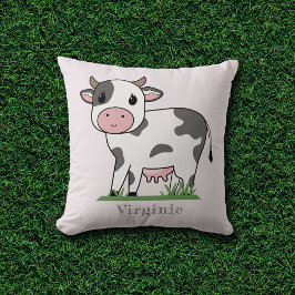 Rosa Pillow med en Cute Cow Kudde