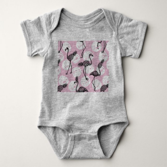 Rosa Pineapple Flamingo T Shirt (Framsida)